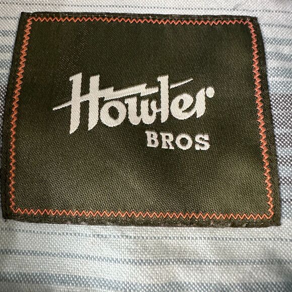 Howler Bros Shirt Men's Medium Blue Gray Striped Long Sleeve Button Up Brothers - Picture 6 of 10